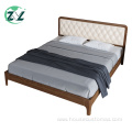 Apartment Solid Wood Frame Leather Backrest Household Bed